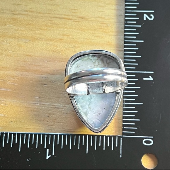New Owyhee Opal Eye Stone Silver Overlay Ring Size 10.5 - Picture 4 of 8